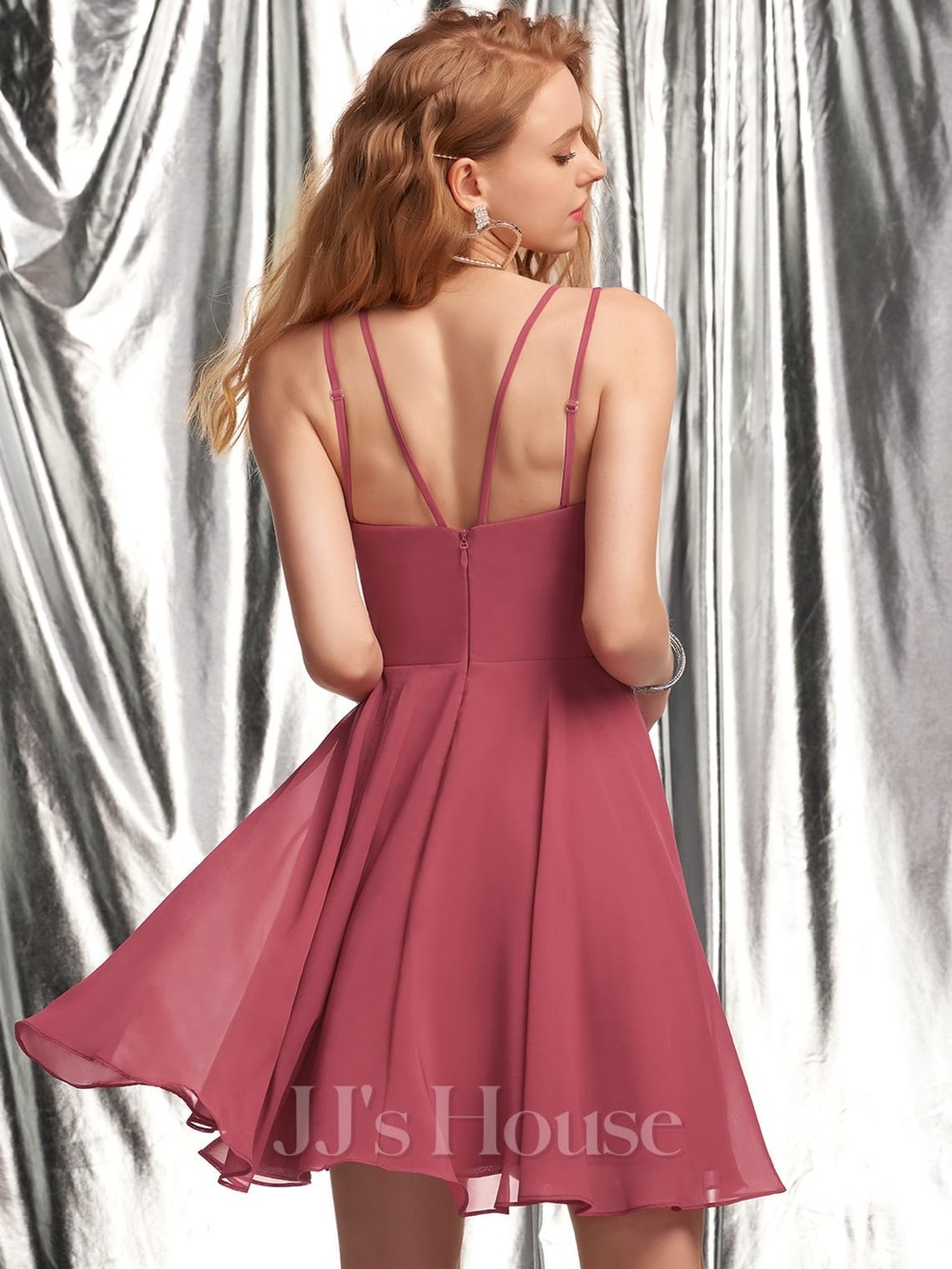 v-neck short chiffon dress - Picture 4 of 4